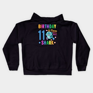 shark Birthday Eleven 11 years old 11th birthday born 2011 Kids Hoodie